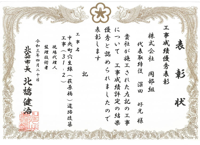 中央町穴生線　道路改築工事